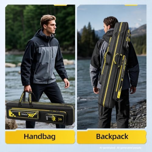 Long Fishing Rod Case, 3-Layer Fishing Pole Carrier with Wire Frame, 1680D Sturdy Surf Fishing Bag & Travel Tackle Cases(Triple Layer-Straight Wire Bag, 51 in / 130cm) - Image 6