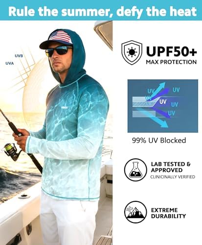 Men's UPF 50+ Sun Protection Hoodie, Long Sleeve Fishing Shirt - Image 3