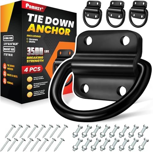 PAMAZY 4PCS 3500lbs Heavy-Duty Steel D-Rings Tie-Down Anchors Ultra-Durable by Pamazy