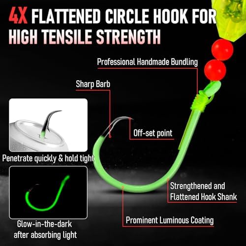 Alwonder 5-Pack Catfish Bait Float Rigs Kit, Ready Cat Fish Rig with Catfish Rattles Peg Floats Beads Circle Hooks 6/0 8/0 10/0, Catfishing Tackle Equipment Rattle Floater Bobbers Cat Fishing Gear - Image 4