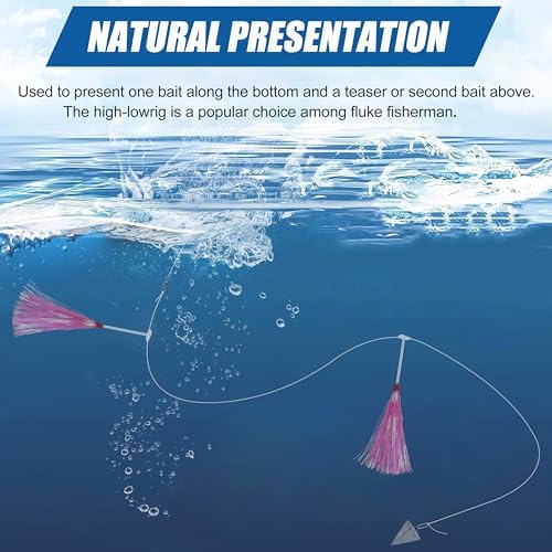 Fishing Bait Rigs Saltwater, 3/6packs Flounder Rigs with Bucktail Teaser Mylar Teaser Mono Leader Swivels Fishing Rig for Flounder Sea Bass Halibut Black Fish - Image 5