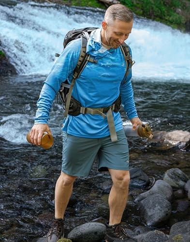 Pudolla Men's Sun Protection Hoodie Shirts UPF 50+ Fishing Hiking Shirt - Image 3