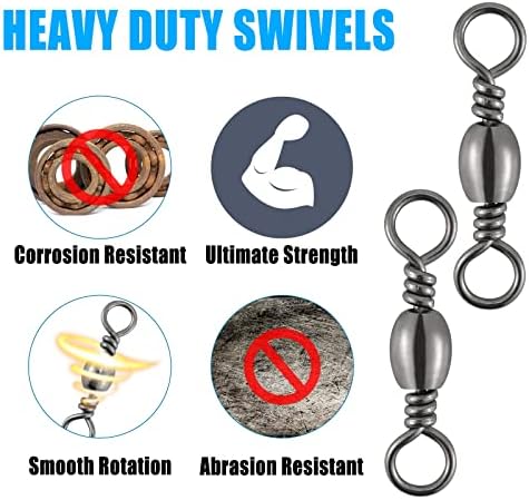Dr.Fish Barrel Swivels Fishing Tackles, Fishing Swivels for Salwater & Freshwater, Available from #16-#6/0, Leader Line Lure Connector - Image 5