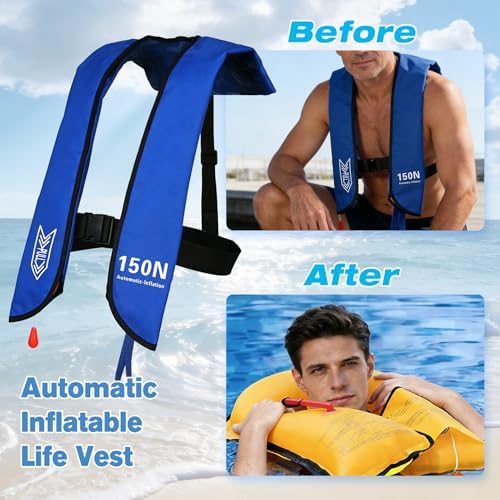 Inflatable Life-Jacket for Adults| Life-Vest with Automatic/Manual Multifunctional Inflation-PFD| Lightweight & Compact Supports up to 300lbs for Kayaking Fishing Boating - Image 6