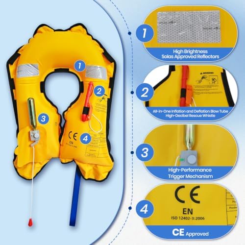 Manual Inflatable Life Jacket for Adults, Lightweight PFD Life Vests with Adjustable Design, Fitted Water Safety Vest for Kayaking Fishing Boating Sailing and Outdoor Water Sports, Supports Up 330 LBs - Image 5