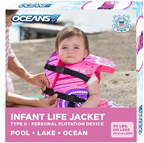Aqua Oceans 7 Life Jacket for Kids - US Coast Guard Approved Life Vest for Infant, Child & Youth Boys and Girls, Open-Side PFD for Boating, Swimming & Water Sports by SwimSchoolConfidenceBuildingSystem