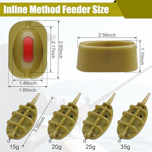 Carp Fishing Method Feeder Set, 4 Inline Method Feeders with 1 Quick Release Mould Carp Fishing Feeder Carp Fishing Equipment for Coarse Fishing & Efficient Baiting Tool Accessories - Image 2