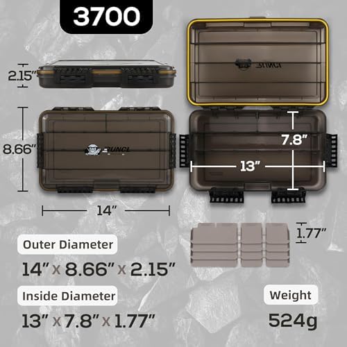 RUNCL Fishing Tackle Box, Waterproof Tray for Jigs Lures, Thicker Floating Tackle Utility Box with Adjustable Dividers, 3600/3700/Large 3700 Size - Image 4