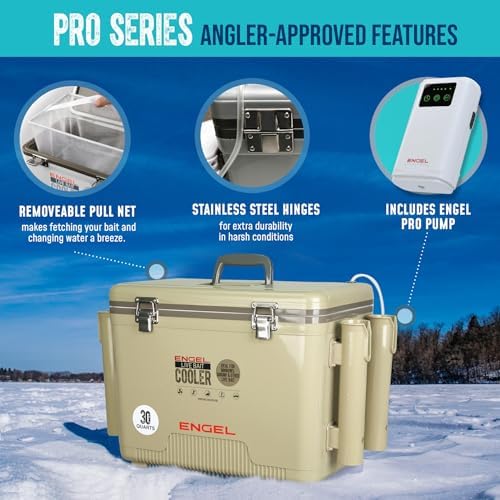 ENGEL Live Bait Cooler PRO for Fishing - Portable Minnow and Bait Bucket with Lithium-Ion Rechargeable Aerator - Image 3