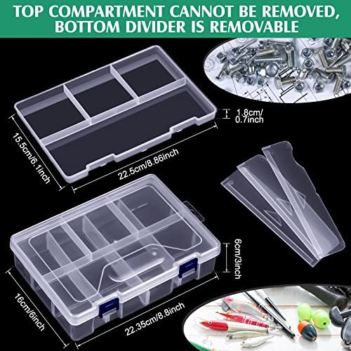 Honoson 6 Pack Fishing Tackle Box Organizer, Clear Waterproof Movable Tray - Image 2