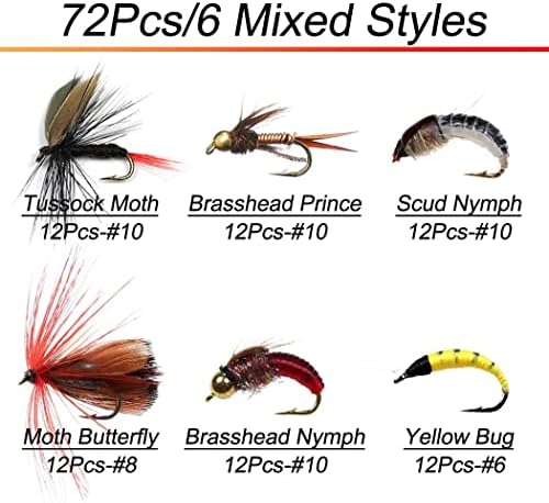 Fly Fishing Flies Kit 40/137pcs Dry/Wet Flies Assortment Nyphms Popper Streamer for Trout Bass Steelhead Fish+ Fly Box - Image 2