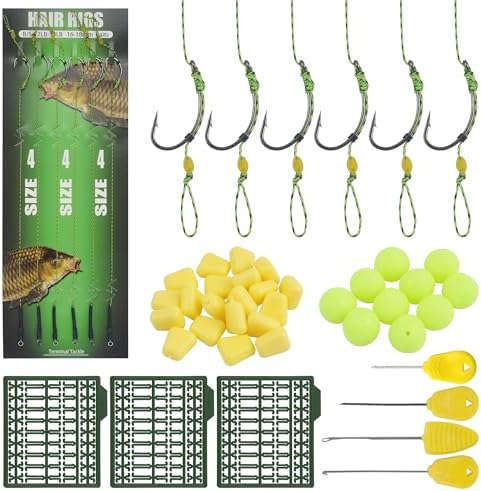43pcs/152pcs Carp Fishing Hair Rigs Baits Carp Rigs Kit Corn Fishing Beads Boilie Bait Stops Dumbell Stoppers and Stringer Needle Fishing Equipment by VATEICO