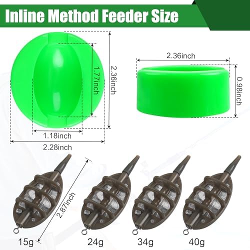 Carp Fishing Method Feeder Set, 4 Inline Method Feeders with 1 Quick Release Mould Carp Fishing Feeder Carp Fishing Equipment for Coarse Fishing & Efficient Baiting Tool Accessories - Image 2