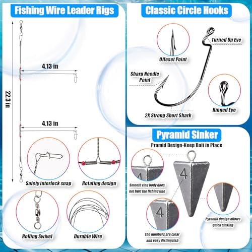 Fishing Lures Kit with Tackle Box, Pliers, Fish Gripper, Saltwater Freshwater Gear Set for Bass Trout, Hooks Weights Bobbers Rigs Leaders - Image 4