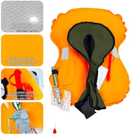 Automatic Inflatable Life Jacke for Adults| Supports up to 330 lbs | Life Vest for Adults| Inflatable PFD Vest Adult| Outdoor Water Sports. - Image 5