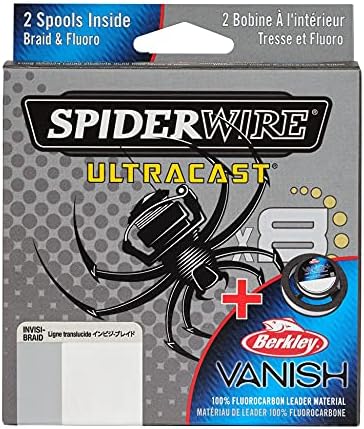SpiderWire Ultracast Braid Vanish Fluorocarbon Dual Spool, 10lb Translucent Braid with 20lb Clear Fluoro Leader, 164yd | 150m - Image 4