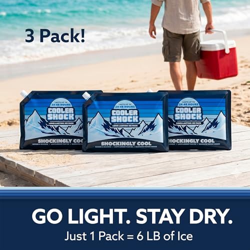 Cooler Shock Reusable Ice Packs for Cooler - Long Lasting Cold Freezer Packs for Coolers and Lunch Boxes - Cooler Ice Packs for Camping Gear, Fishing, Road Trips, Beach Must Haves - Image 5