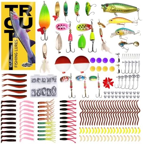 FONMANG 322-Piece Fishing Lures Kit - Buzz Bait/Spinner Baits/Jig/Frog, Fishing Tackle Box with Tackle Included, Soft Bait/Hooks/Weights, Fishing Gear Lure Kit Gift for Men Freshwater Bass Trout by FONMANG