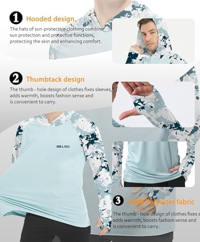 Men's UPF 50+ Sun Protection Hoodie, Long Sleeve Fishing Shirt - Image 6