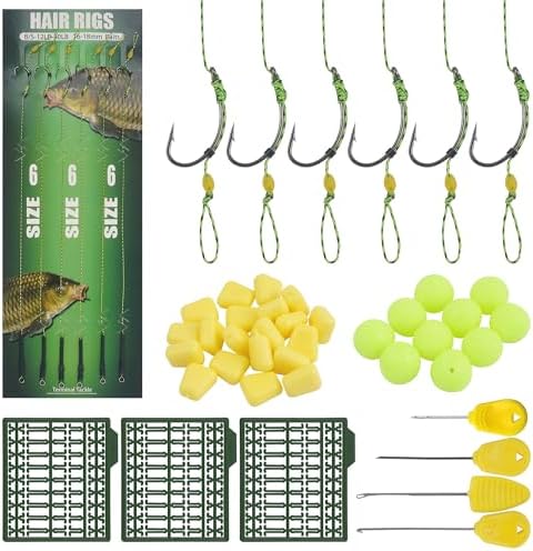 43pcs/152pcs Carp Fishing Hair Rigs Baits Carp Rigs Kit Corn Fishing Beads Boilie Bait Stops Dumbell Stoppers and Stringer Needle Fishing Equipment by VATEICO