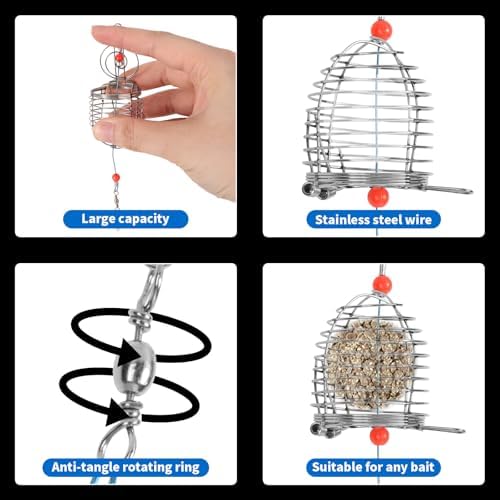 10pcs Fishing Bait Cage, Stainless Steel Chum Basket Rig for Carp Catfish - Image 5