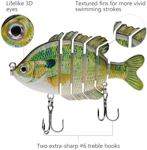 BASSDASH SwimPanfish Multi Jointed Bluegill Bass Fishing Lure Swimbaits - Image 4