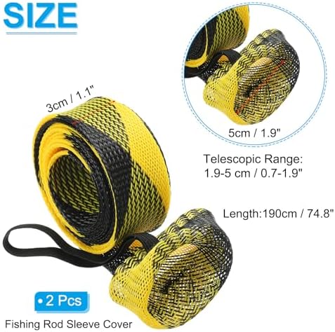 PATIKIL Rod Sock, Fishing Rod Sleeve Cover Braided Mesh Pole Protector Gloves Fishing Tools Pointed End for Spinning Fishing Rod Fly Rod Ice Rod Casting Rod - Image 2
