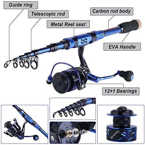 Sougayilang Fishing Rod and Reel Set Carbon Fiber Telescopic Fishing Rod 12+1BB Spinning Reel with Carry Case for Saltwater Freshwater - Image 2