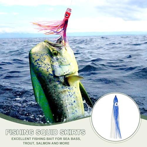Fishing Squid Skirts, Glow Soft Plastic Trolling Lures Luminous -Fitting for (Bass/Trout/Salmon/Saltwater/Fishing Bait) - Image 5