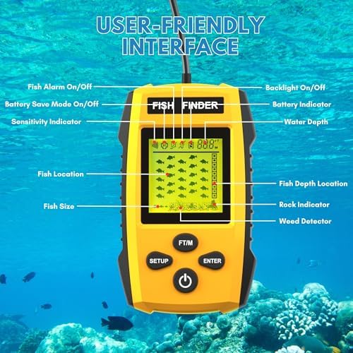 Portable Sonar Alarm Fish Finder with Sonar Transducer and LCD Display, for Kayak Fishing Boat Fishing Ice Fishing - Image 5
