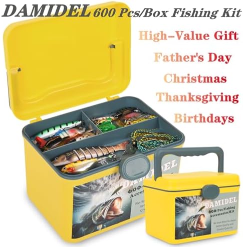 600 Pcs/Tackle Box Fishing Kit-Fishing Hooks,Sinkers, Swivels Snaps,Top Water Lure,Spoons,Soft Lures,Jig Heads, Frogs, Minnow, Accessories Equipment- Saltwater Freshwater Bass Bait Gear - Image 2