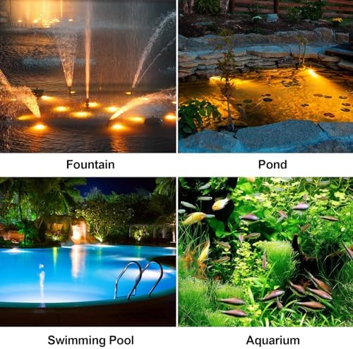 POPOSOAP Solar Pond Lights, 3-in-1 Warm White Underwater Pond Lights, IP68 Waterproof LED Landscape Spotlights for for Pond, Garden, Patio, Fountain, Pool, Waterfall Decoration(3 Head Lamp)-P63H - Image 4
