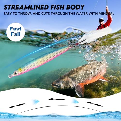 Eupheng Micro Shore Jigging Lure, Metal Jigs Fishing Lures Saltwater, Vertical Jigging & Shore Casting Baits for Tuna Salmon Bass Striper Mackerel - Image 6