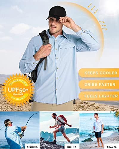 33,000ft Men's Long Sleeve Sun Protection Shirt UPF 50+ UV Quick Dry Cooling Fishing Shirts for Travel Safari Camping Hiking - Image 4