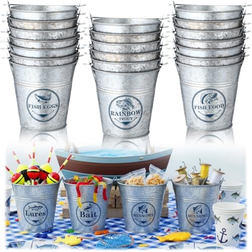 Suclain 20 Pcs Mini Fishing Birthday Party Decorations Mini Fishing Buckets by Suclain