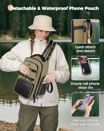MATEIN Fishing Sling Bag with Phone Pouch, 3600 Tackle Box Backpack - Image 2