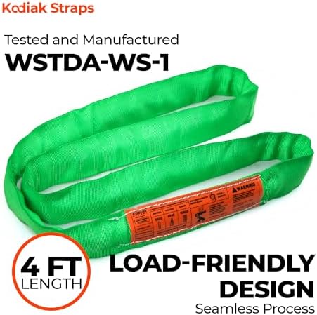 Endless Round Sling Lifting Strap- 4 Feet x 5300 lbs Vertical Capacity - Polyester Lifting Sling Strap, Heavy Duty for Rigging Moving Towing Hoisting- (4Pack)- Kodiak Straps - Image 4