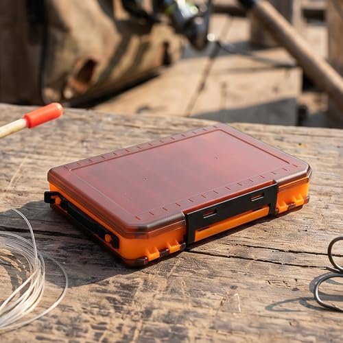3 Pack Fishing Lure Boxes Tackle Storage Plastic Double Sided Fishing Tackle Organizer with Dividers for Hooks Crankbaits Kayak Boat Freshwater Saltwater Orange Gray Yellow 10.6" × 7.5" × 2.0" - Image 6