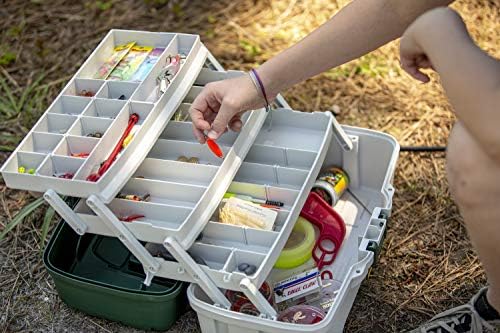 Plano 3-Tray Tackle Box with Dual Top Access, Dark Green Metallic/Off White, Premium Tackle Storage - Image 3