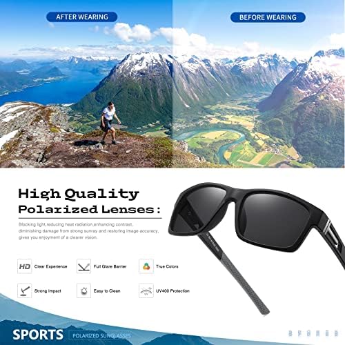 suoso Polarized Sports Sunglasses for Men: UV400 Protection Glasses Wrap Around Goggles for Driving Fishing - Image 2