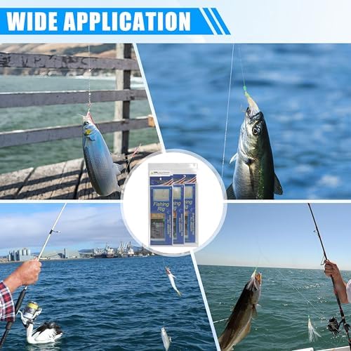 Fishing Bait Rigs Saltwater, 12 Packs Surf Fishing Lure Bait Rigs Set with Fish Skin Glow Beads String Hooks Swivels Mackeral Herring Baitfish Sea Bass Rigs - Image 7