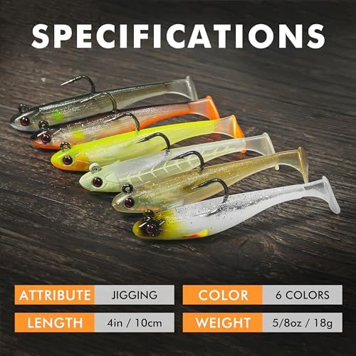 TRUSCEND Shadtale Easy Catch Soft Fishing Lures with BKK Hooks - Trembly Sinking and Vibrating Swim for More Bites, Pre-Rigged Swimbaits for Bass, Trout, Crappie, Walleye, Freshwater Saltwater Fishing - Image 6