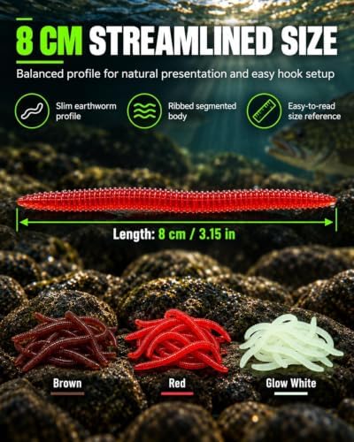 Simulation Earthworm Soft Fishing Lures Shrimp Scented Artificial Worm Bait - Image 7