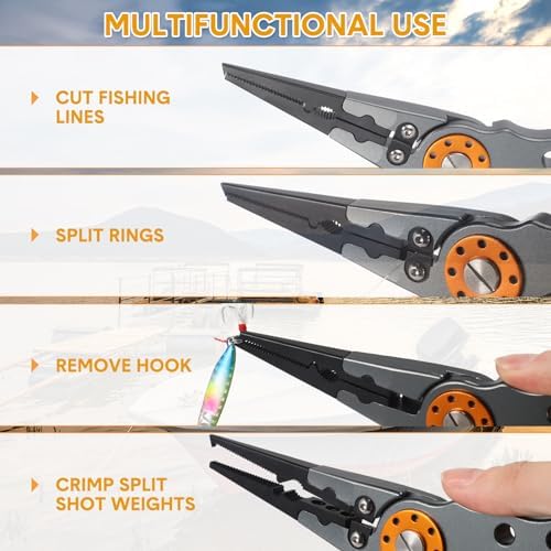 Lasnten 2 Pcs Fishing Pliers Saltwater Sheath Lanyard, Gray - Image 4
