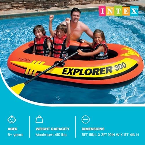 INTEX Explorer Compact Inflatable Boat Series: Dual Air Chambers – Welded Oar Locks – Grab Handles – Bow Rope – Sporty Design - Image 2