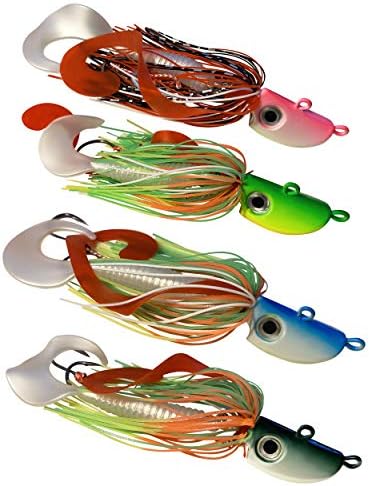 4 New Bearded Buzzbait Bucktail Saltwater Jigs Flounder, Fluke, Bass, Bluefish, Blackfish, Seabass Offshore, Surf Fishing Speed,Slow Jigging,Vertical Pitching Lures by Unknown