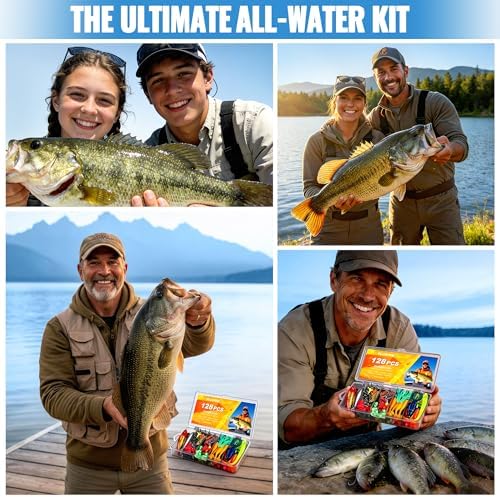 PLUSINNO Fishing Lures, All-in-One Fishing Tackle Box with Tackle Included, Fishing Gear Lure Bait Accessories Kit for Freshwater Bass Trout, Ideal Fishing Gifts for Men, Father & Beginners - Image 3