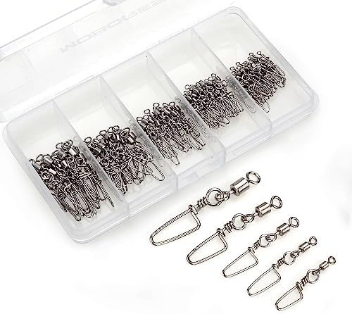 MOBOREST Fishing Swivels Snap Swivels Barrel Swivels with Snaps by MOBOREST