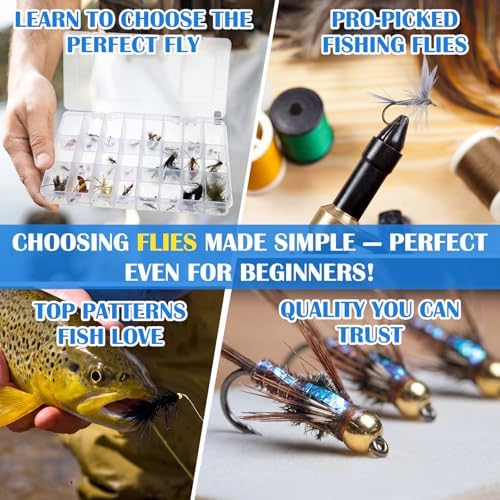 122 Pcs/ 40 Pcs Hand Tied Fly Fishing Flies Assortment with 2 Fly Boxes ID Learn Cards, Dry, Wet, Streamers, Wooly Bugger, Terrestrial Trout Bass Lure for Fishing Lover Gift - Image 4