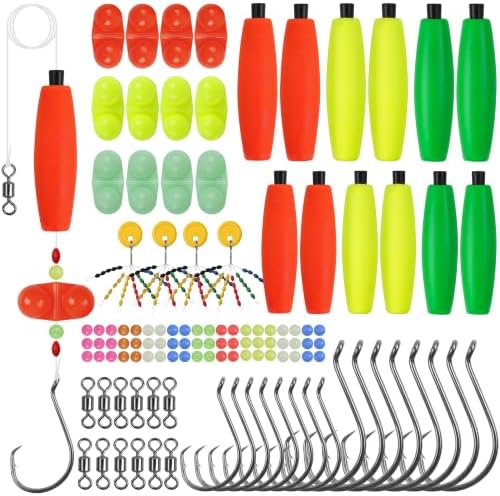 Catfishing Tackle Making Kit Catfish Rig Accessories, 110/148pcs Santee Rig Catfishing Tackle with Catfish Floats Catfish Rattles Peg Floats Hooks Swivels Sinker Slides Catfishing Equipment by FUSIGO